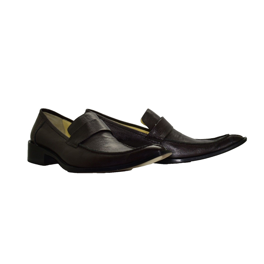 A8 Auth PAOLO IANTORNO Ren Brown Tumbled Leather Split Toe Loafer Shoes Size 46